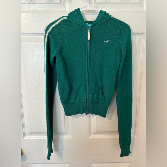 Vintage 90’s Hollister Green Zip-Up Cardigan Sweater - Picture 1 of 5